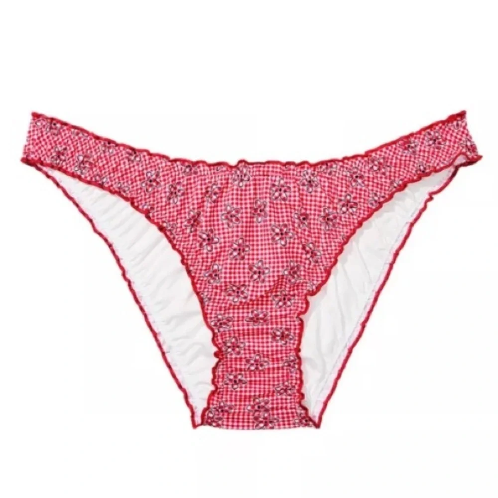 New! Frankie's Bikinis x PINK Red and White sweetwater Cheeky Bikini 3737